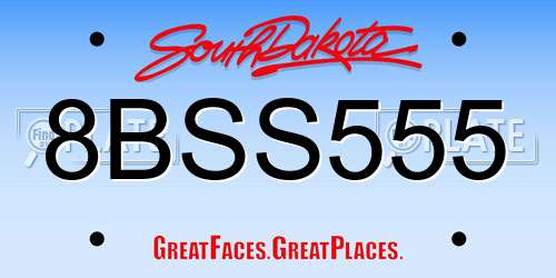 8BSS555 South Dakota License Plate