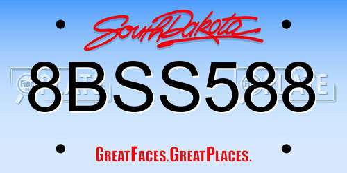 8BSS588 South Dakota License Plate