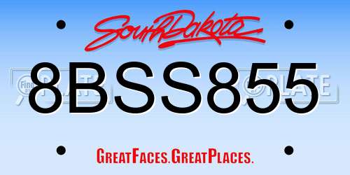 8BSS855 South Dakota License Plate