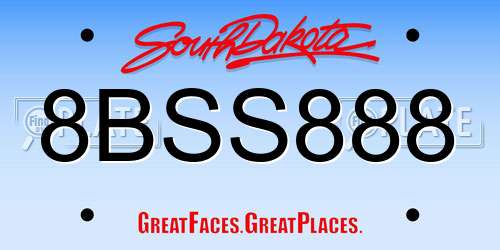8BSS888 South Dakota License Plate
