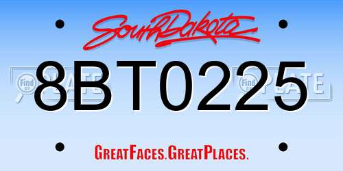 8BT0225 South Dakota License Plate