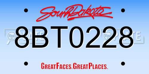 8BT0228 South Dakota License Plate