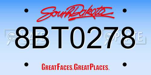 8BT0278 South Dakota License Plate