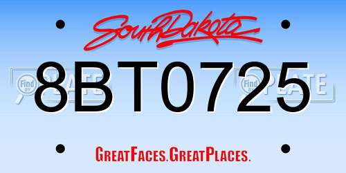 8BT0725 South Dakota License Plate