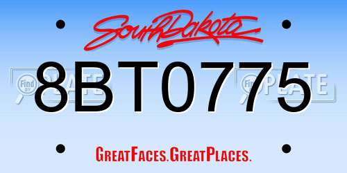 8BT0775 South Dakota License Plate