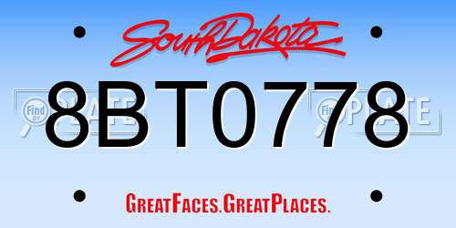8BT0778 South Dakota License Plate