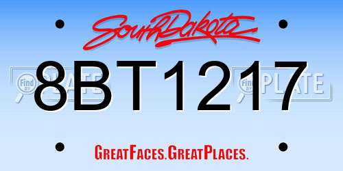 8BT1217 South Dakota License Plate