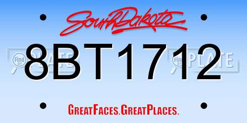 8BT1712 South Dakota License Plate