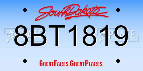 8BT1819 South Dakota License Plate