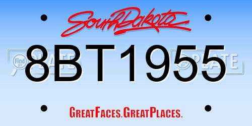 8BT1955 South Dakota License Plate