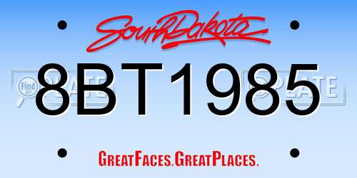 8BT1985 South Dakota License Plate