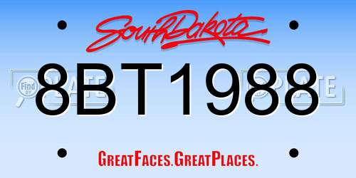 8BT1988 South Dakota License Plate