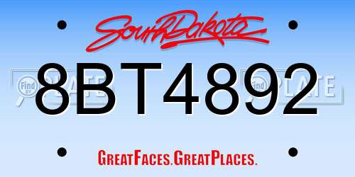 8BT4892 South Dakota License Plate