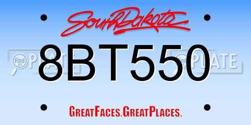 8BT550 South Dakota License Plate