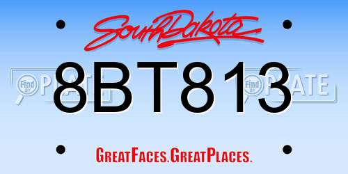 8BT813 South Dakota License Plate