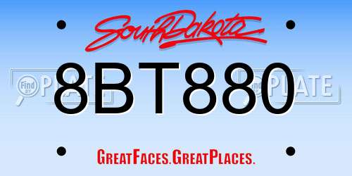 8BT880 South Dakota License Plate