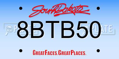 8BTB50 South Dakota License Plate