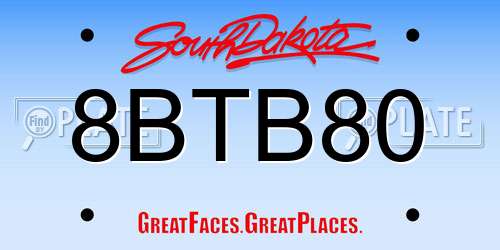 8BTB80 South Dakota License Plate