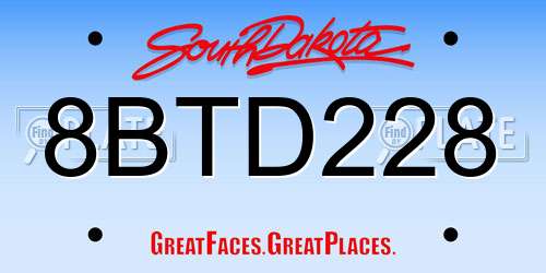 8BTD228 South Dakota License Plate