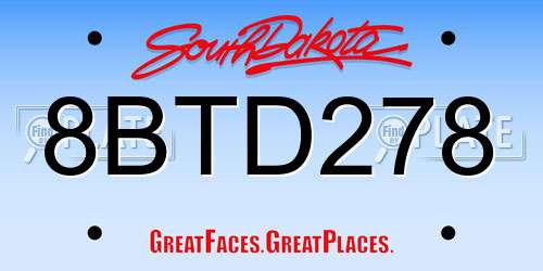 8BTD278 South Dakota License Plate