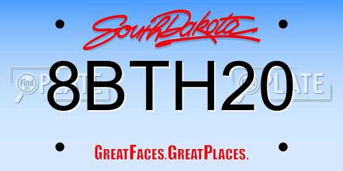 8BTH20 South Dakota License Plate