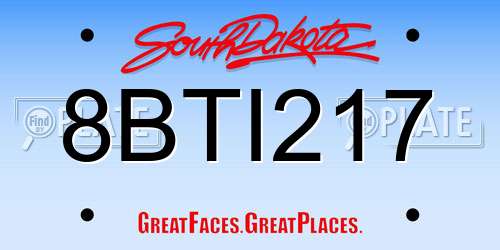8BTI217 South Dakota License Plate