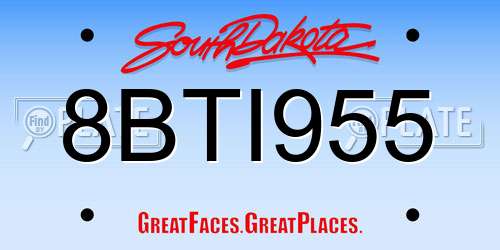 8BTI955 South Dakota License Plate