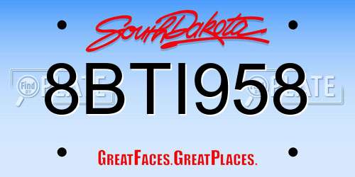 8BTI958 South Dakota License Plate