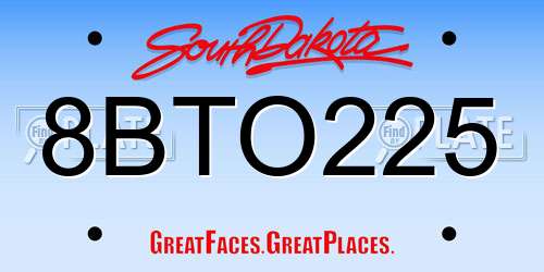 8BTO225 South Dakota License Plate