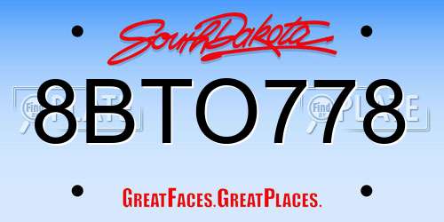 8BTO778 South Dakota License Plate