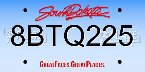 8BTQ225 South Dakota License Plate