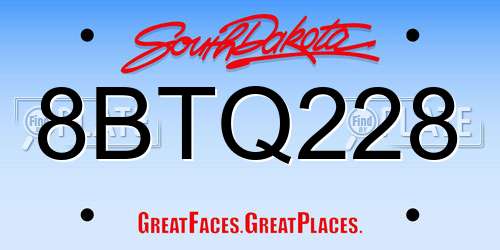 8BTQ228 South Dakota License Plate