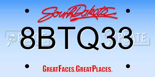 8BTQ33 South Dakota License Plate