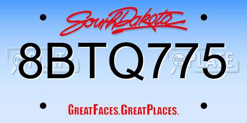 8BTQ775 South Dakota License Plate