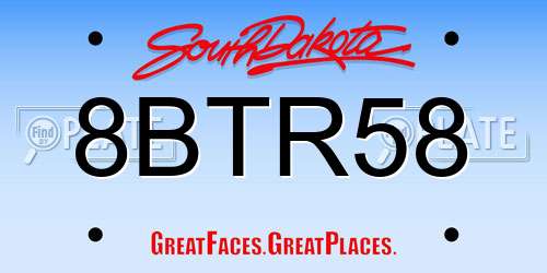 8BTR58 South Dakota License Plate