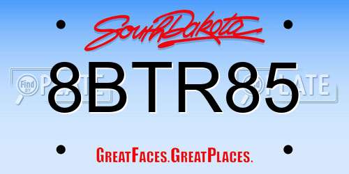 8BTR85 South Dakota License Plate