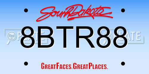 8BTR88 South Dakota License Plate