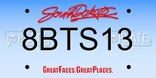 8BTS13 South Dakota License Plate