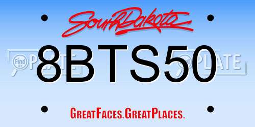8BTS50 South Dakota License Plate
