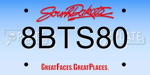 8BTS80 South Dakota License Plate