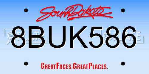8BUK586 South Dakota License Plate