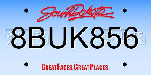8BUK856 South Dakota License Plate