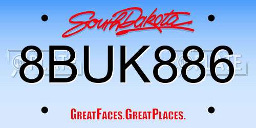 8BUK886 South Dakota License Plate