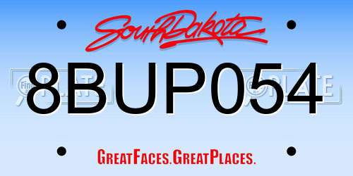 8BUP054 South Dakota License Plate