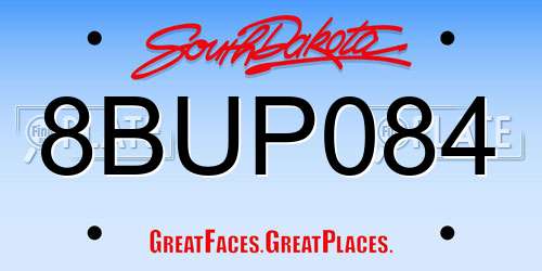 8BUP084 South Dakota License Plate