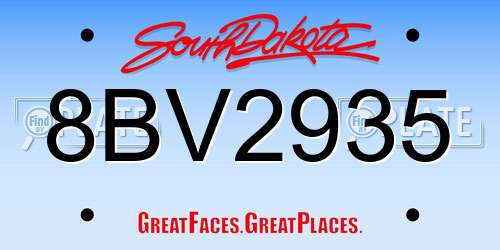 8BV2935 South Dakota License Plate