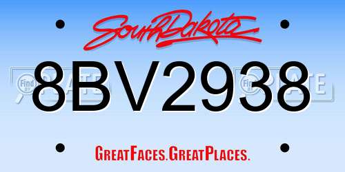 8BV2938 South Dakota License Plate