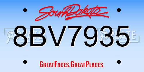 8BV7935 South Dakota License Plate