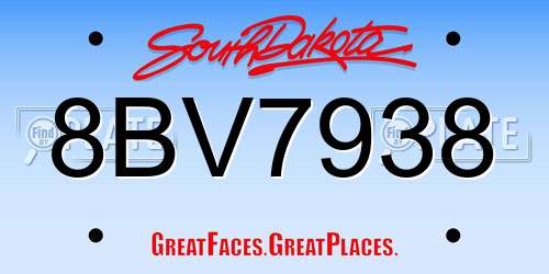 8BV7938 South Dakota License Plate