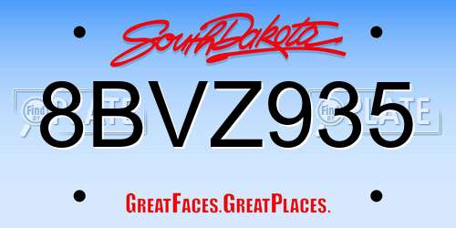 8BVZ935 South Dakota License Plate